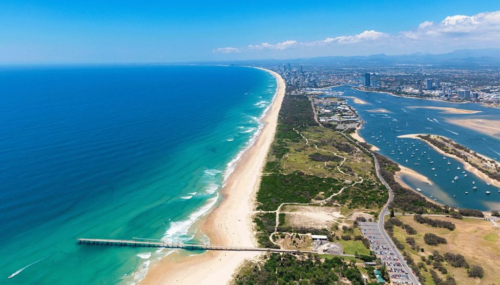 Aerial photo event venue space along Gold Coast Seaway